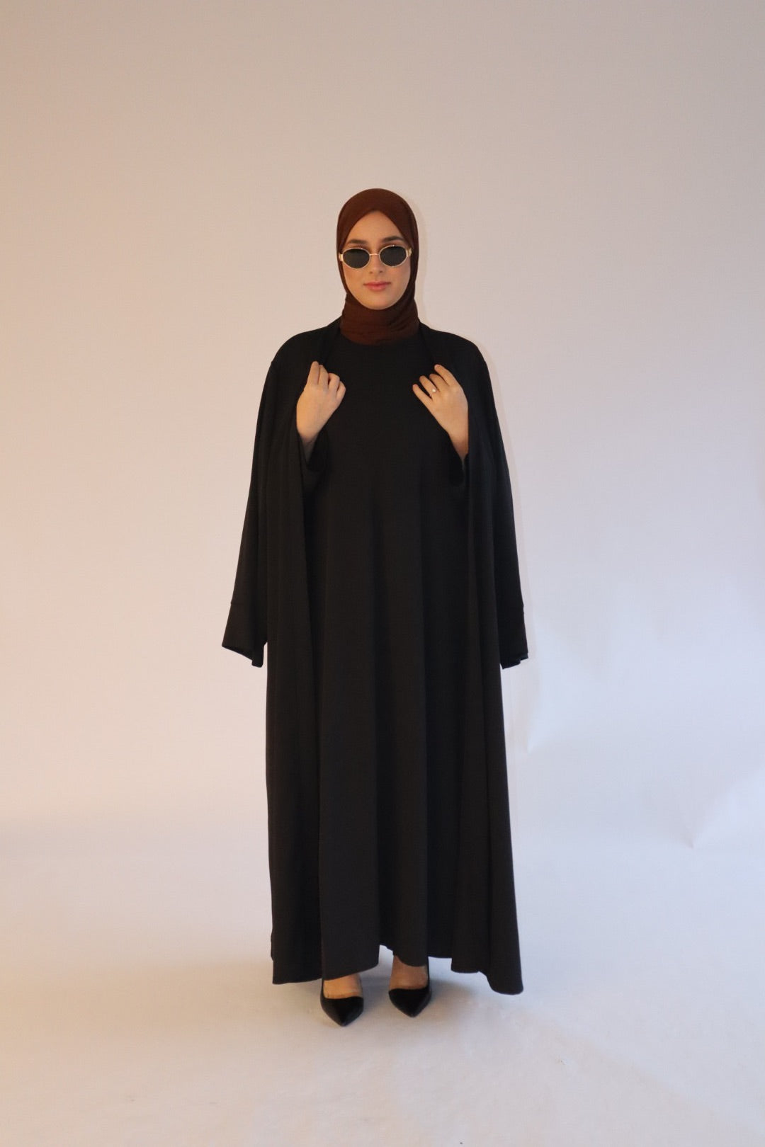 Abaya zip set - deep black