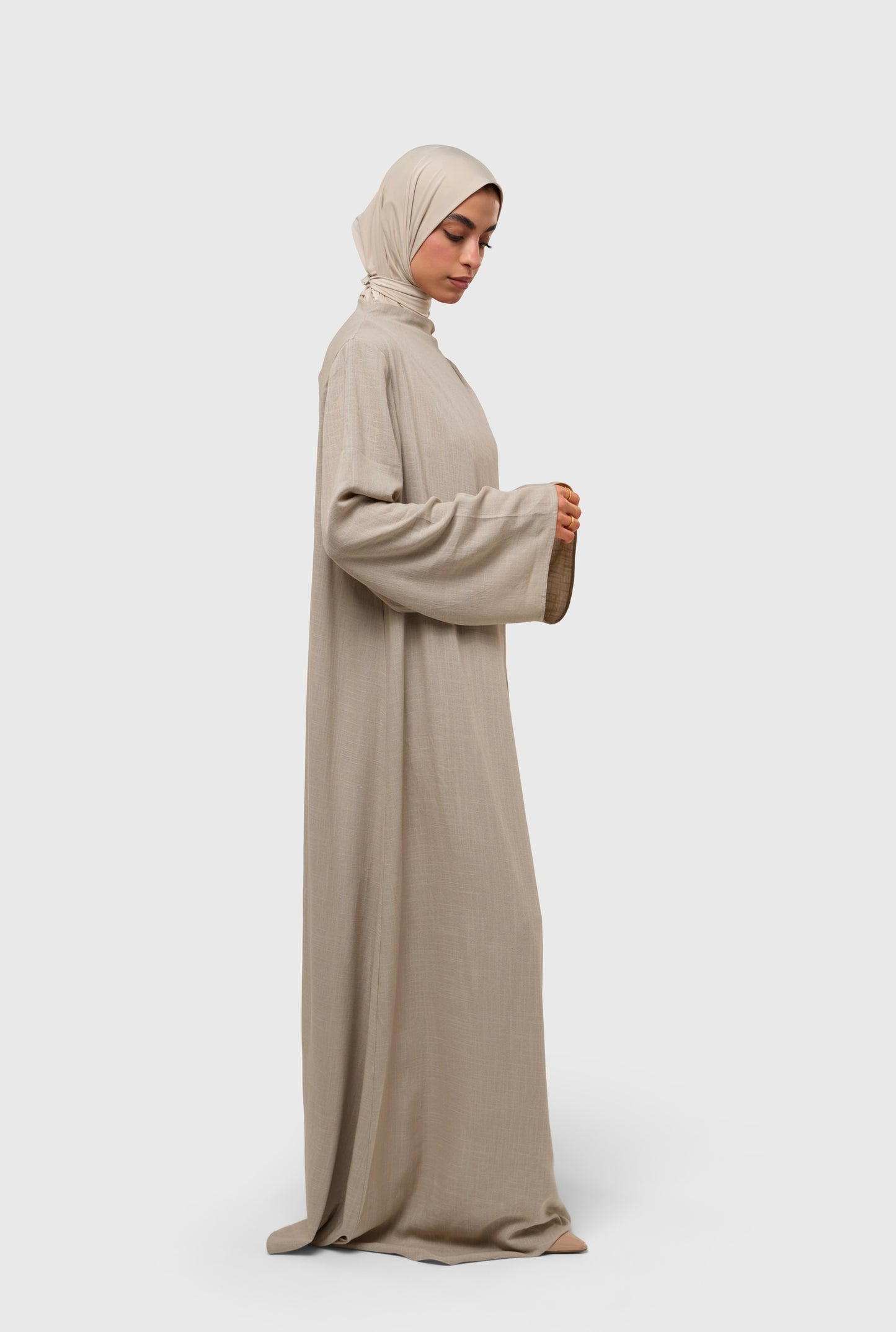 Pleated Dress - linen stone