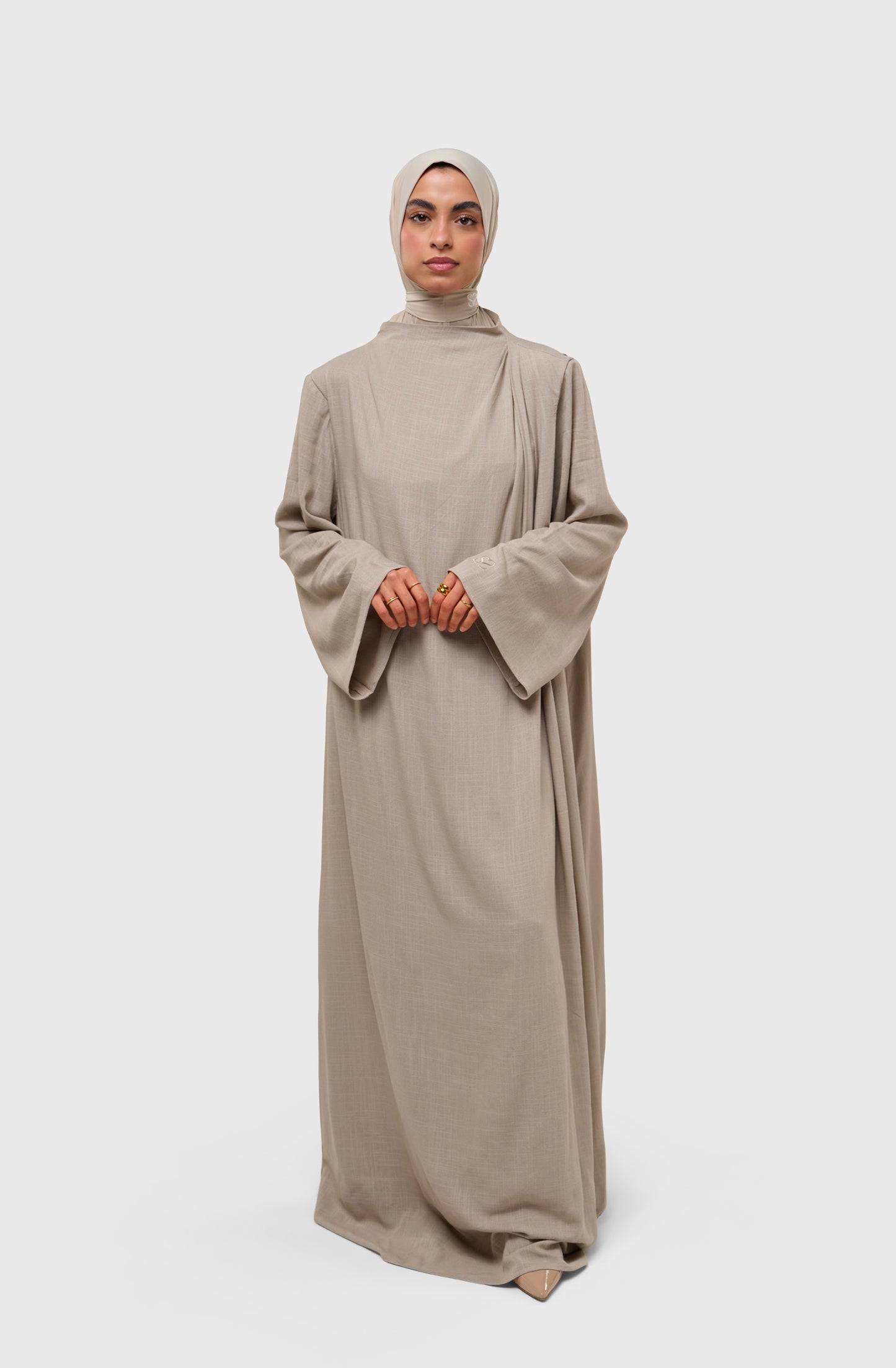 Pleated Dress - linen stone
