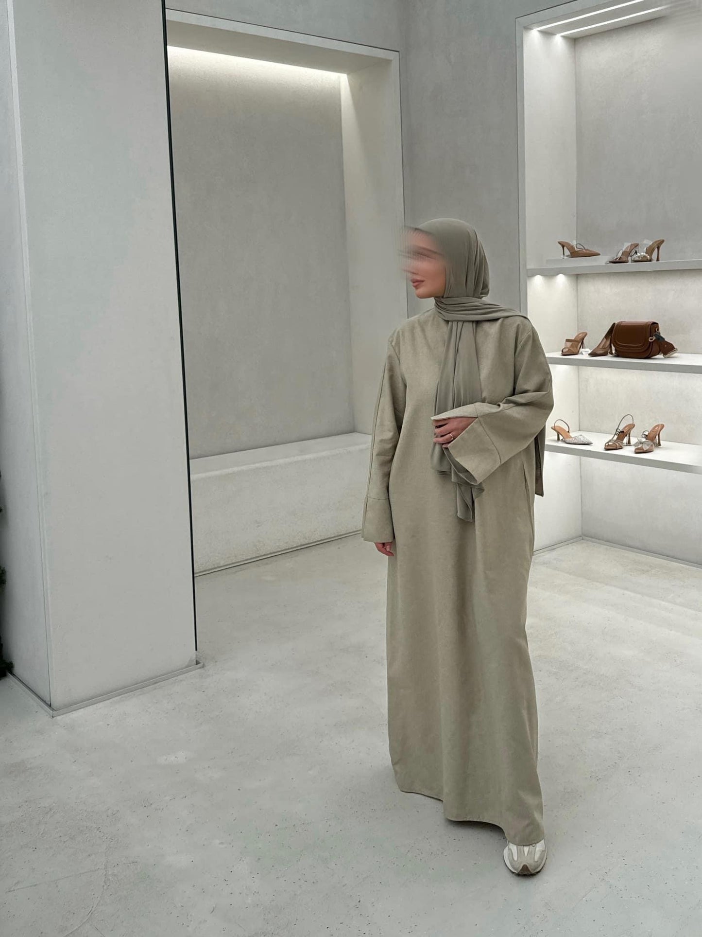 Linen zipper dress - Stone