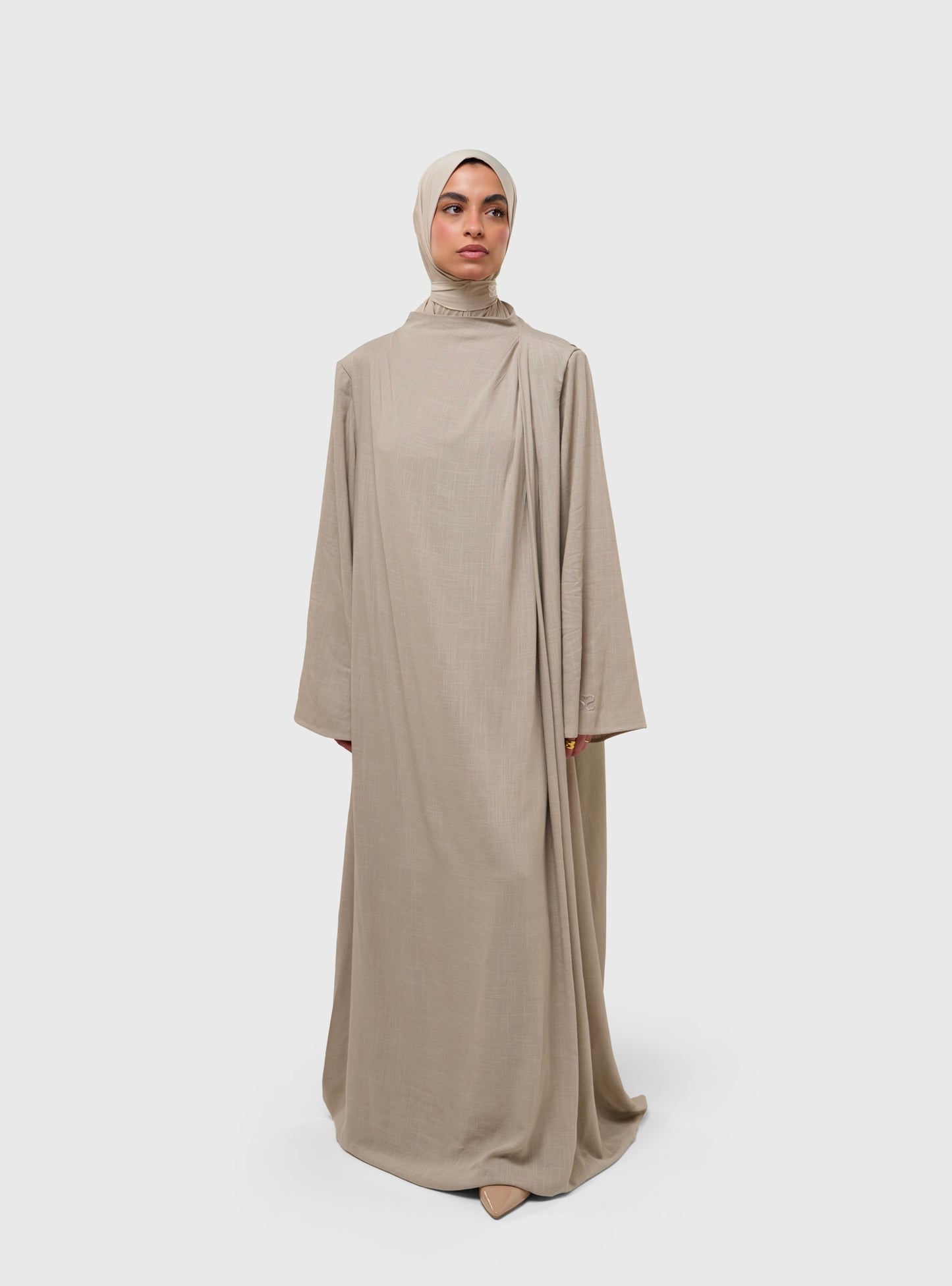 Pleated Dress - linen stone