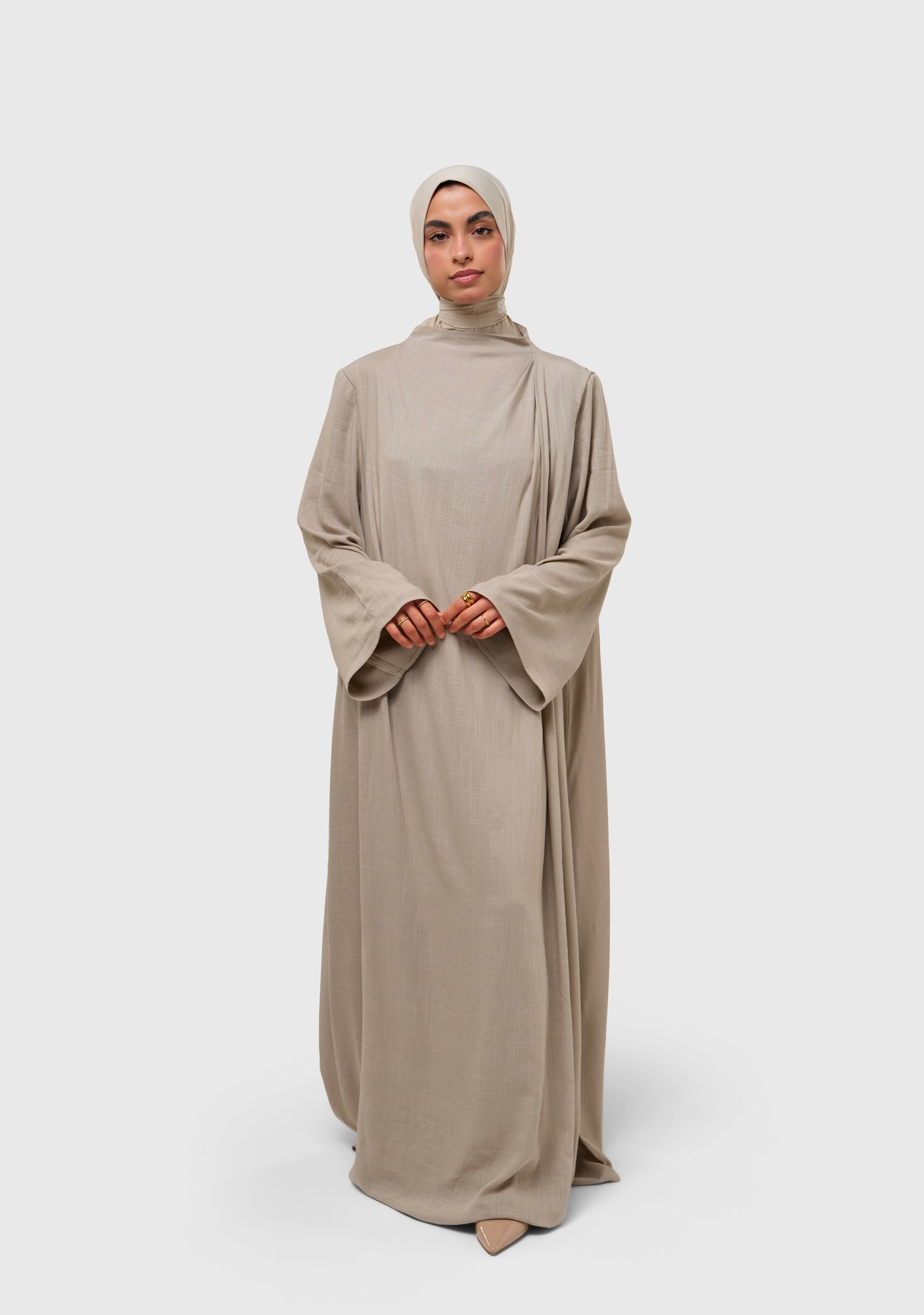 Pleated Dress - linen stone