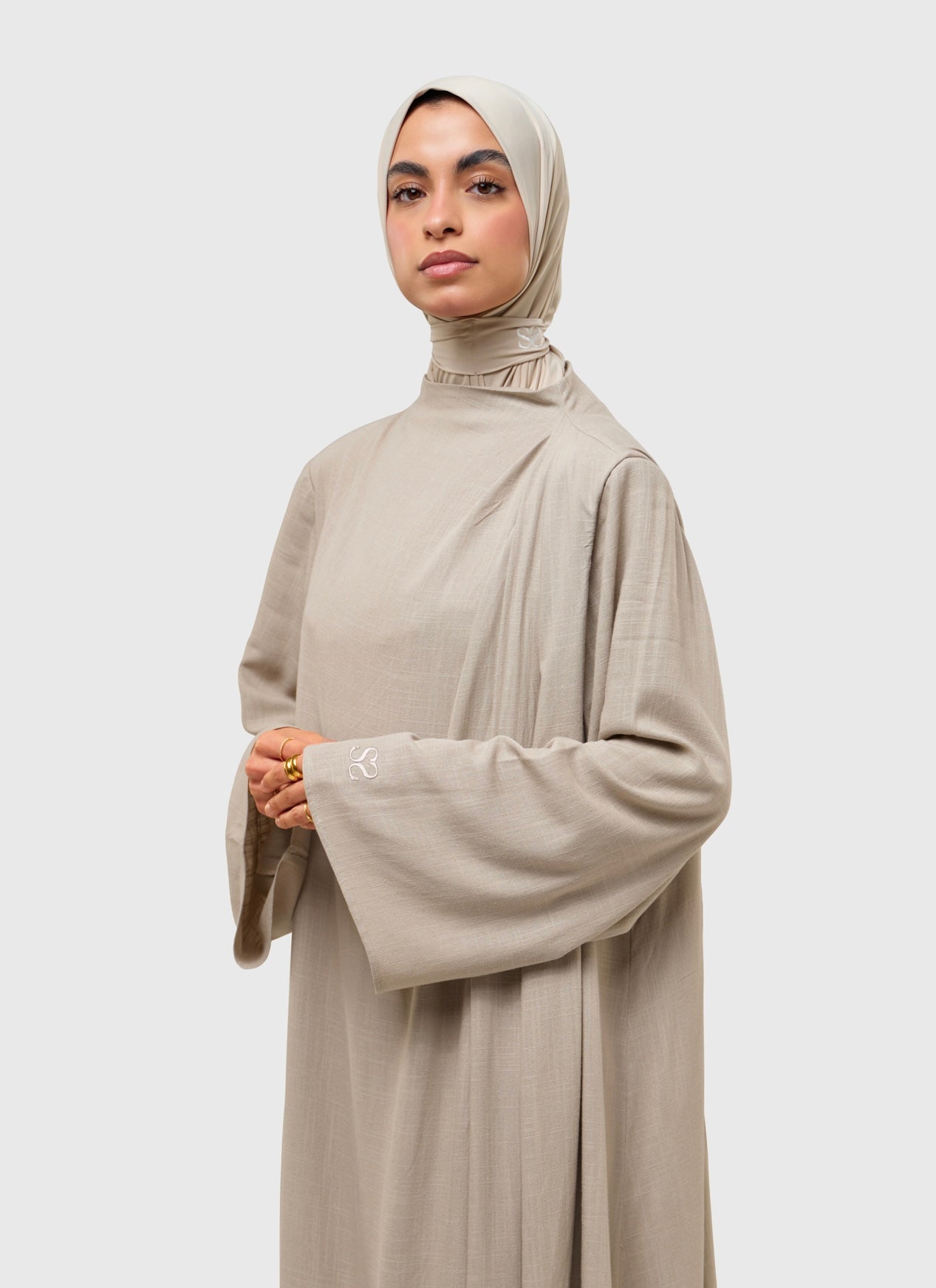 Pleated Dress - linen stone